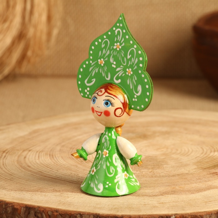 Сувенир "Кукла в зелёном платье", дерево, микс - фото 1884623028