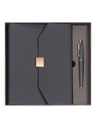 УЦЕНКА Органайзер на кольцах А6+ с клапаном, 80 листов, линейка, кожзам, с ручкой, в подарочной коробке, серый - Фото 17