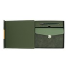 УЦЕНКА Органайзер на кольцах А6+ с клапаном, 80 листов, линейка, кожзам, с ручкой, в подарочной коробке, зеленый - Фото 2