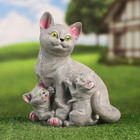 Садовая фигура "Кошка с котятами" серая, 27х22х15см - фото 321506570