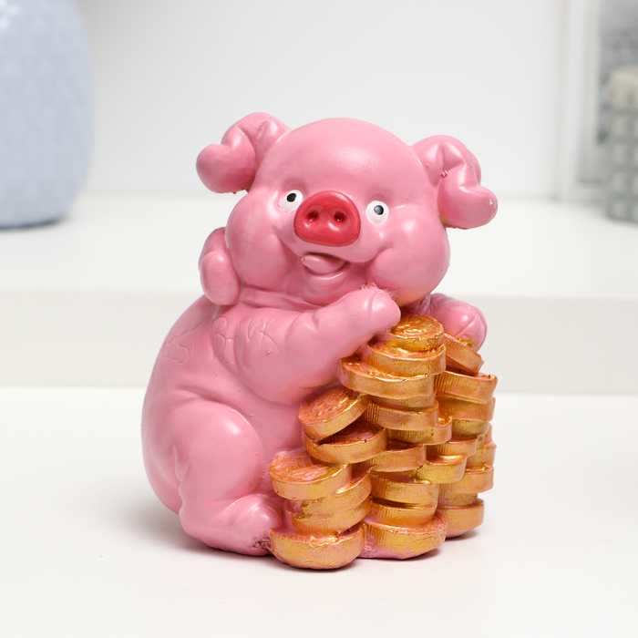 Копилка "Свинья любит деньги" 14х11х11см - Фото 1