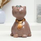 Копилка "Кот в галстуке" коричневый, 20х16х16см - фото 12215011