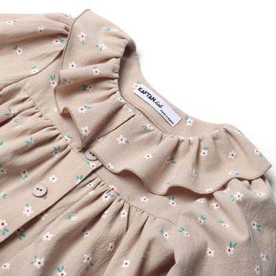 Платье для девочки KAFTAN: Summer cotton с воротником, бежевое, рост 110-116 см