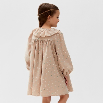 Платье для девочки KAFTAN: Summer cotton с воротником, бежевое, рост 110-116 см