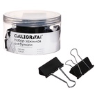 Набор зажимов для бумаг черных 41 мм 24 штук, в пластиковой тубе - Фото 3