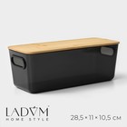 Контейнер для хранения с крышкой LaDо́m «Лаконичность», 28,5×11×10,5 см, цвет чёрный - фото 9066723