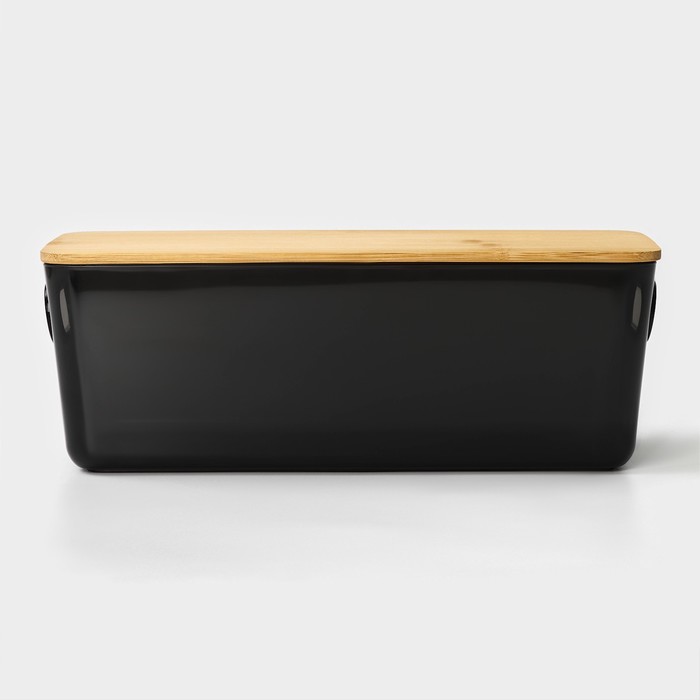 Контейнер для хранения с крышкой LaDо́m «Лаконичность», 28,5×11×10,5 см, цвет темно-серый