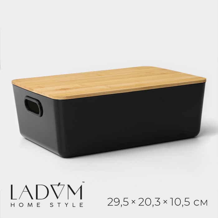 Контейнер для хранения с крышкой LaDо́m «Лаконичность»,  29,5×20,3×10,5 см, цвет темно-серый