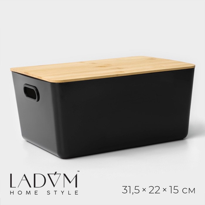 Контейнер для хранения с крышкой LaDо́m «Лаконичность», 31,5×22×15 см, цвет чёрный - Фото 1