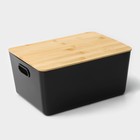 Контейнер для хранения с крышкой LaDо́m «Лаконичность», 31.5×22×15 см, тёмно - серый - Фото 3