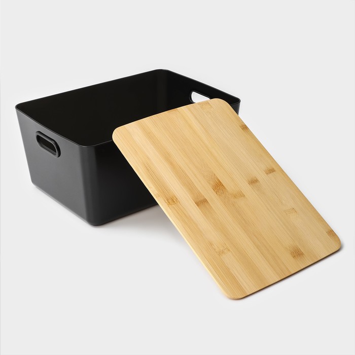 Контейнер для хранения с крышкой LaDо́m «Лаконичность», 31,5×22×15 см, цвет темно-серый