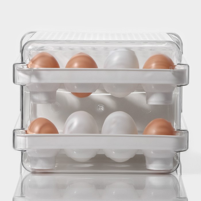 Контейнер для хранения яиц Доляна, 40 ячеек, 27×22×16 см, цвет белый