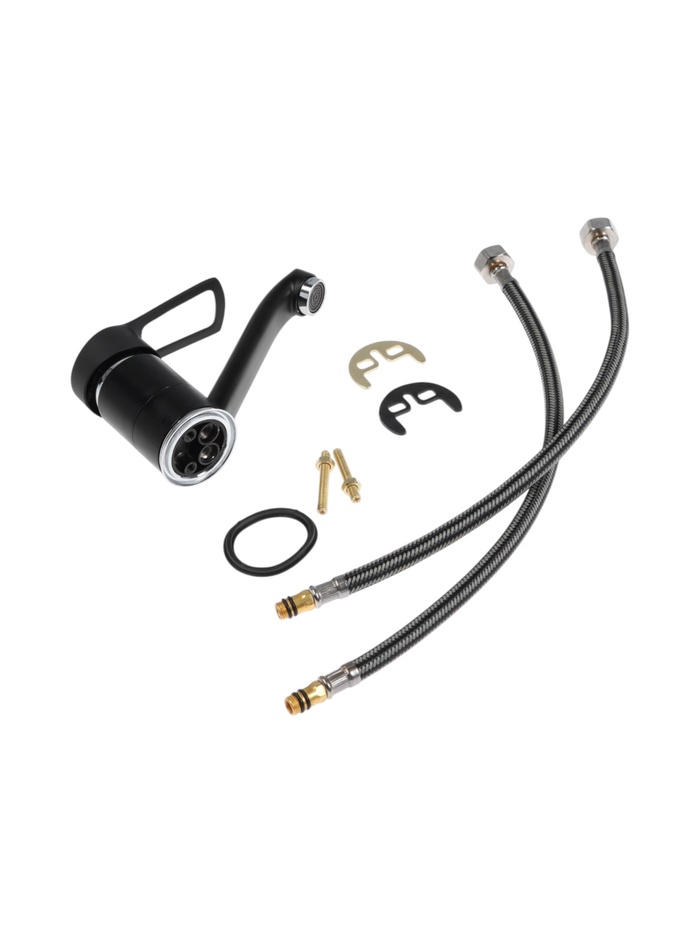 Смеситель для кухни ZEIN Z3823, однорычажный, длина излива 15 см, картридж 35 мм, черный - Фото 1