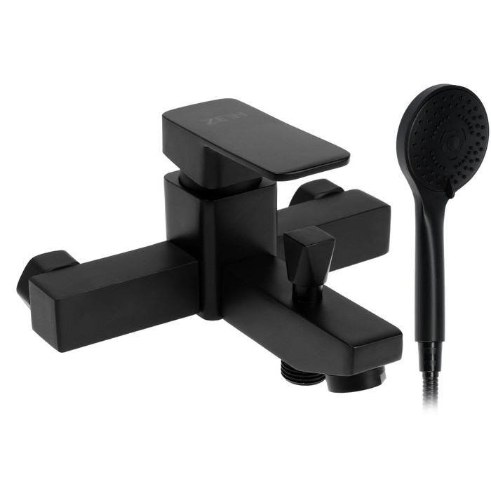 Смеситель для ванны ZEIN Z3843, однорычажный, душевой набор, лейка 5 режимов, черный - Фото 1