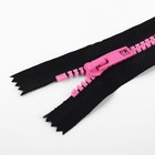 Молния «Трактор», №5, неразъёмная, замок автомат, 18 см, чёрная, розовая - Фото 2