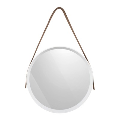Зеркало настенное на ремне «Манхэттен», d=395 мм, цвет белый