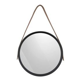 Зеркало настенное на ремне «Манхэттен», d=395 мм, цвет чёрный