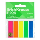 Закладки с клеевым краем пластиковые 12х45 мм, ErichKrause "Neon", 125 листов 5 цветов - фото 321507357