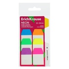 Закладки с клеевым краем пластиковые 25X38 мм, ErichKrause "Neon", 60 листов 6 цветов - фото 9819907