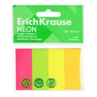 Закладки с клеевым краем бумажные 20x50 мм, ErichKrause "Neon", 200 листов, 4 цвета - Фото 1