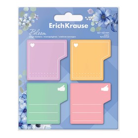 Закладки с клеевым краем бумажные 45x45 мм, ErichKrause "Pastel Bloom", 80 листов, 4 цвета, для записи коротких сообщений