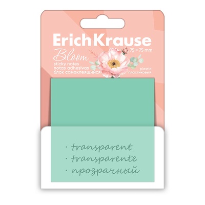 Блок с липким краем пластиковый 75×75 мм, ErichKrause «Pastel Bloom», 50 листов, микс