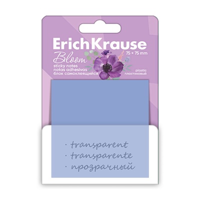 Блок с липким краем пластиковый 75×75 мм, ErichKrause Pastel Bloom, 50 листов, микс