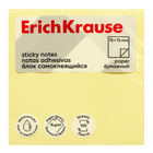 Блок с липким краем бумажный 75х75 мм, ErichKrause, 100 листов, желтый - фото 26039663