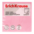 Блок с липким краем бумажный 75х75 мм, ErichKrause, 100 листов, розовый - фото 321507381