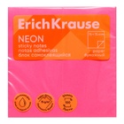 Блок с липким краем бумажный 75х75 мм, ErichKrause "Neon", 100 листов, розовый - фото 9662685