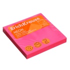 Блок с липким краем бумажный 75х75 мм, ErichKrause "Neon", 100 листов, розовый - Фото 2