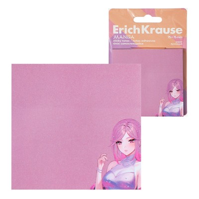 Блок с липким краем бумажный 75×75 мм, ErichKrause «Manga», 50 листов