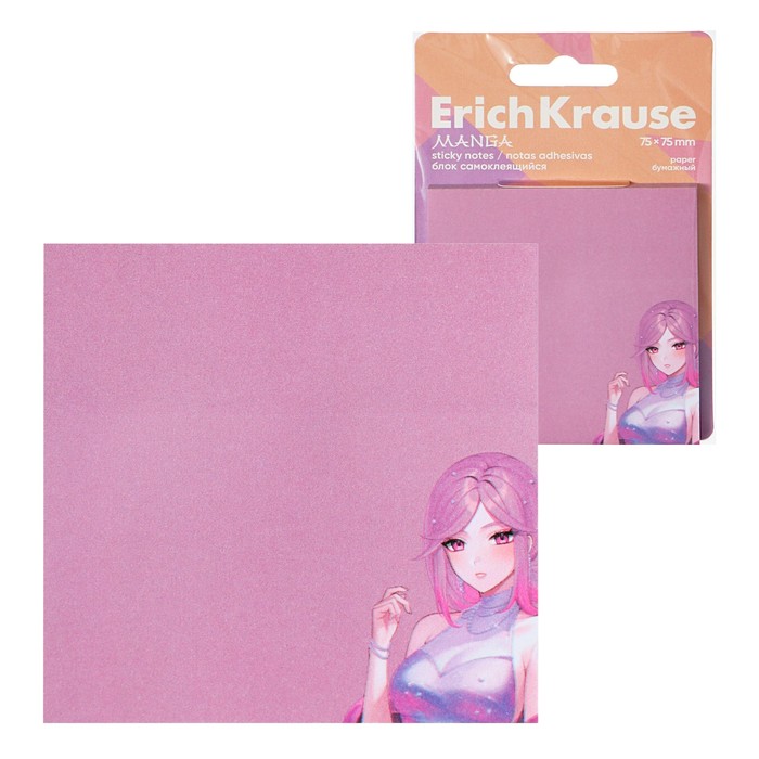 Блок с липким краем бумажный 75×75 мм, ErichKrause «Manga», 50 листов - Фото 1