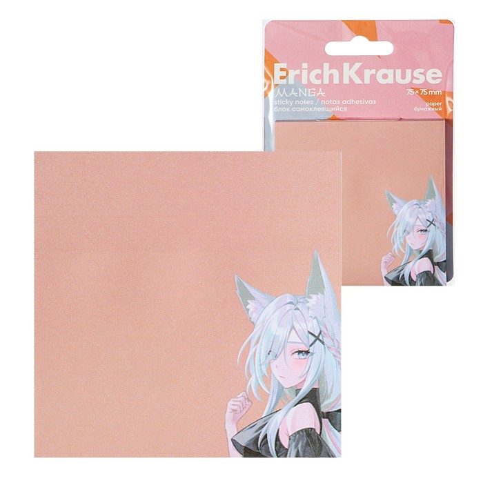 Блок с липким краем, бумажный, 75×75 мм, ErichKrause «Manga», 50 листов - Фото 1