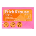 Блок с липким краем бумажный 75х50 мм, ErichKrause "Neon", 100 листов, розовый - Фото 2
