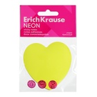 Блок с липким краем бумажный 70x70мм, ErichKrause "Heart Neon", 50 листов, желтый - фото 26039711
