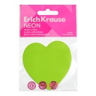 Блок с липким краем бумажный 70x70мм, ErichKrause "Heart Neon", 50 листов, зеленый - Фото 1