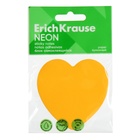 Блок с липким краем бумажный 70x70мм, ErichKrause "Heart Neon", 50 листов, оранжевый - фото 321507431