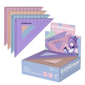 Треугольник 45*/ 9 см ErichKrause Manga, пластик, в коробке-дисплее, микс