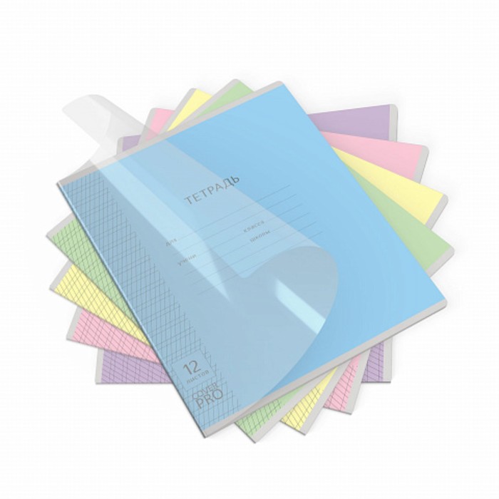 Тетрадь 12 листов в частую косую линейку, ErichKrause «Классика CoverPro», пластиковая обложка, МИКС - Фото 1