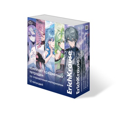 Комплект предметных тетрадей 48 листов, 12 штук, ErichKrause "Manga", мелованный картон, блок офсет белизна 100%, инфо-блок
