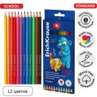 Карандаши 12 цветов ErichKrause Jolly Friends, шестигранные, пластиковые, с европодвесом - Фото 1