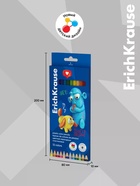 Карандаши 12 цветов ErichKrause Jolly Friends, шестигранные, пластиковые, с европодвесом - Фото 3