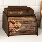 Хлебница деревянная с подставкой под специи "Хлеб", 29,6 х 29,6 х 23,7см, венге - Фото 4