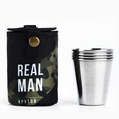 Стопки в чехле REAL MAN, набор 4 шт. × 70 мл