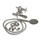 Смеситель для ванны ZEIN Z3732, двухвентильный, излив 10 см, лейка, шланг, сатин - Фото 10