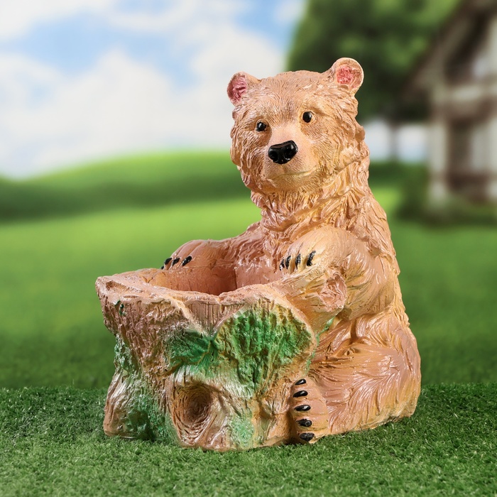 Фигурное кашпо "Медведь" коричневый, 25х25х15см - Фото 1