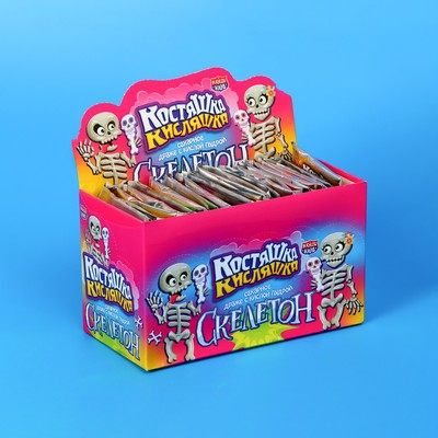 Хеллоуин. Драже сахарное с кислой пудрой «Костяшка кисляшка Скелетон», 6 г