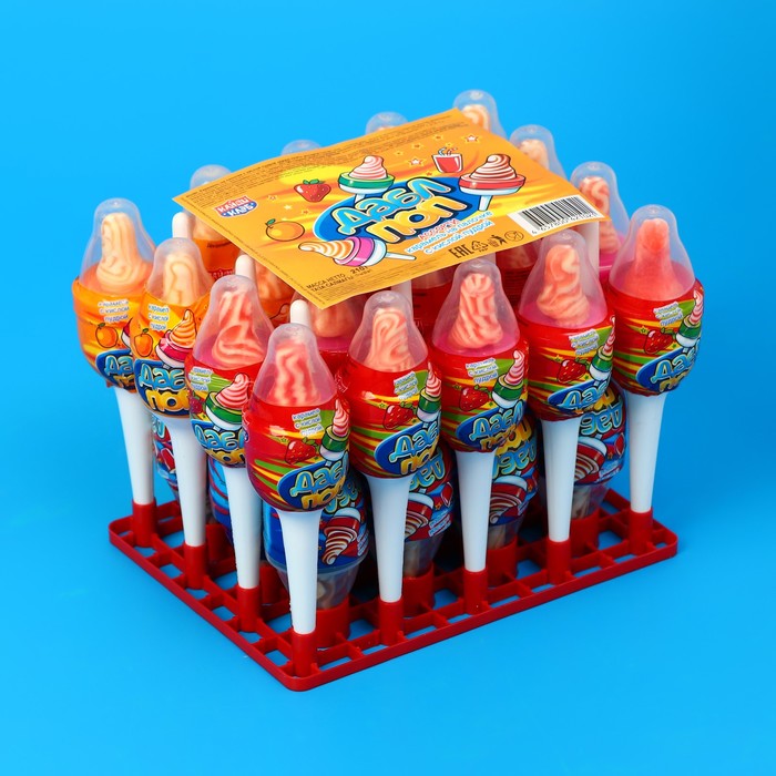 Карамель на палочке «Дабл поп» с кислой пудрой, ассорти, 7 г - Фото 1