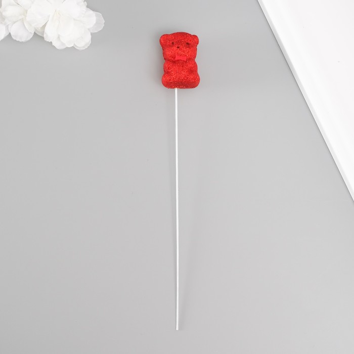 Декор для творчества "Мишка длина 20 см, красный - Фото 1
